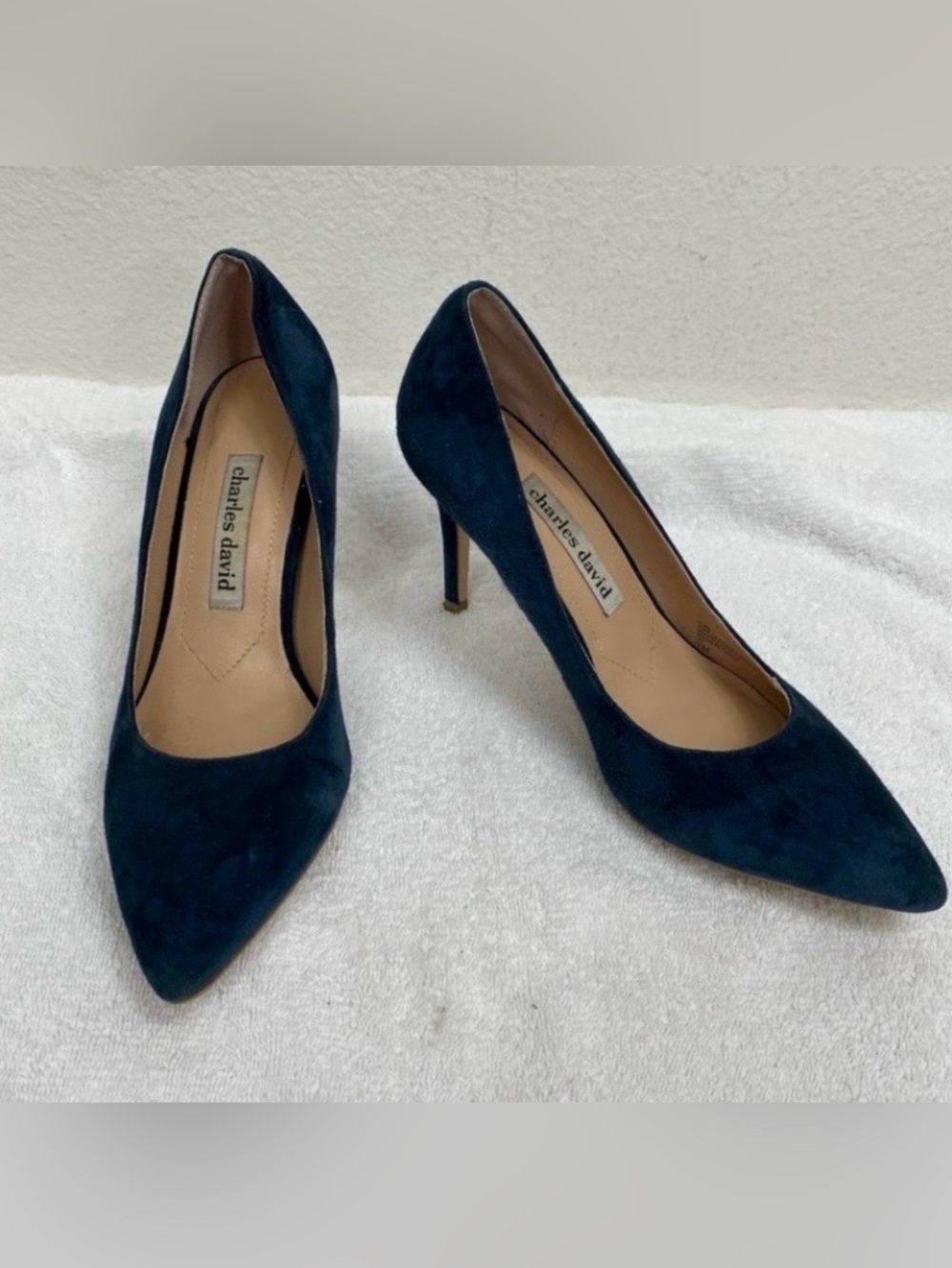 Charles David Womens Navy Suede Fine Leather Pointy 3.5" Heels Size 7 Classic